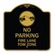 Signmission Fire Lane Tow Zone with Graphic, Black & Gold Aluminum Architectural Sign, 18" x 18", BG-1818-23980 A-DES-BG-1818-23980 - alternate 1